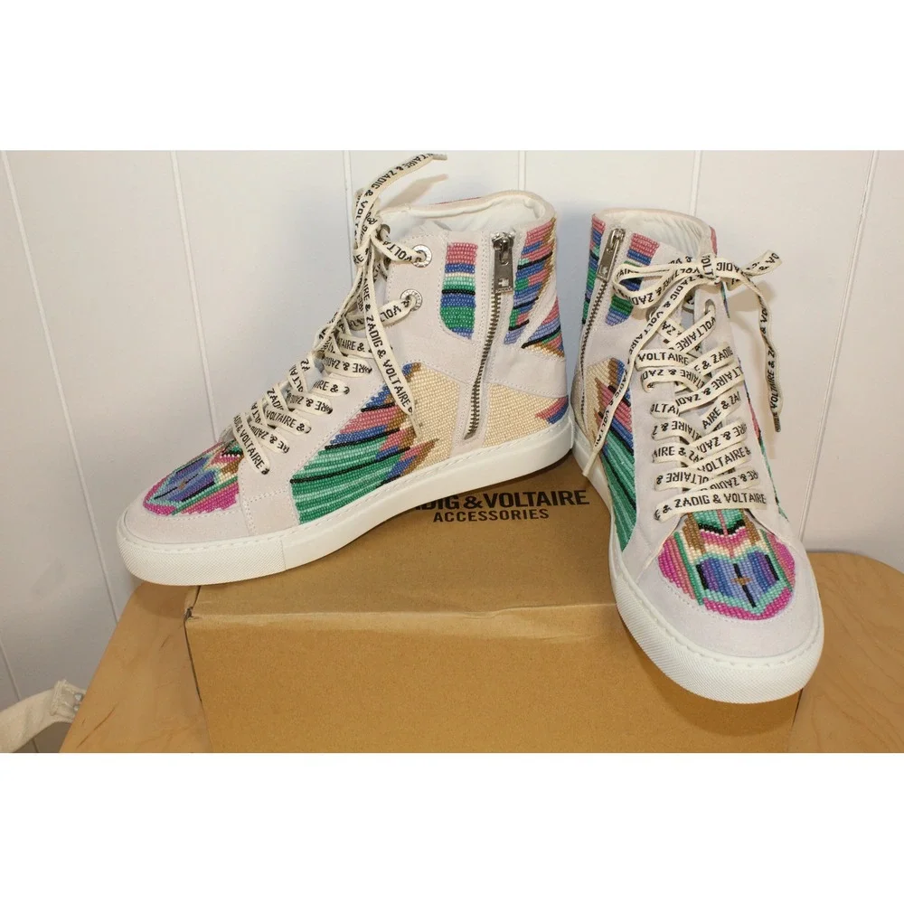 Zadig & Voltaire NIB High Flash Folk Beads High Top Sneaker Size‎ 41/10